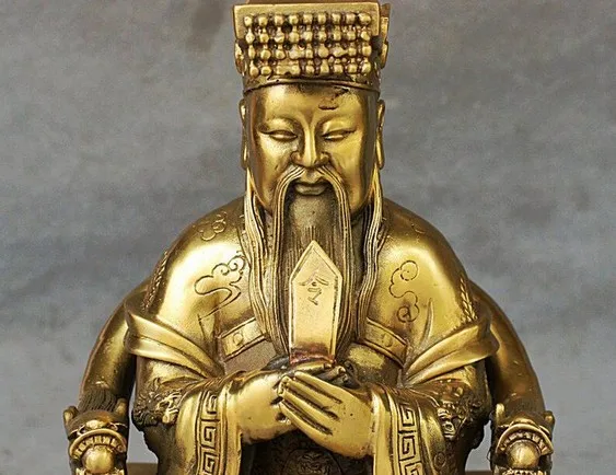 YM 308 Чистая медь, Китай Taoism Supreme Deity нефритовый император Бог платье с драконами статуя