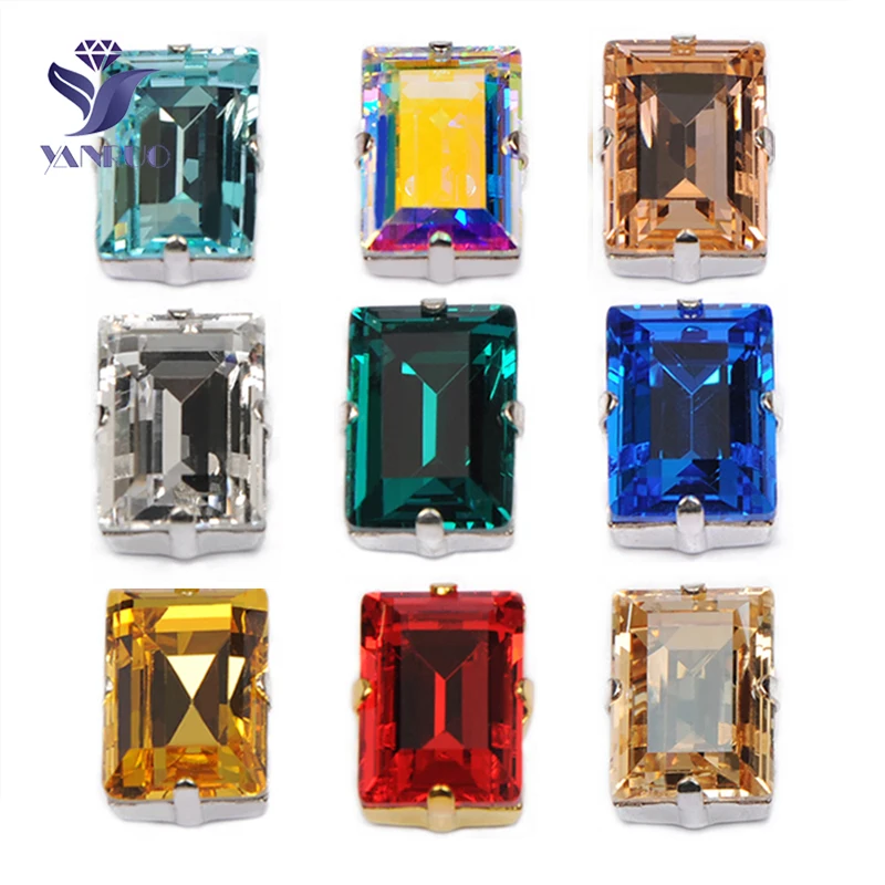 YANRUO 4527 Step Cut Top прошитый Кристалл заостренный стеклянный Стразы швейные стразы