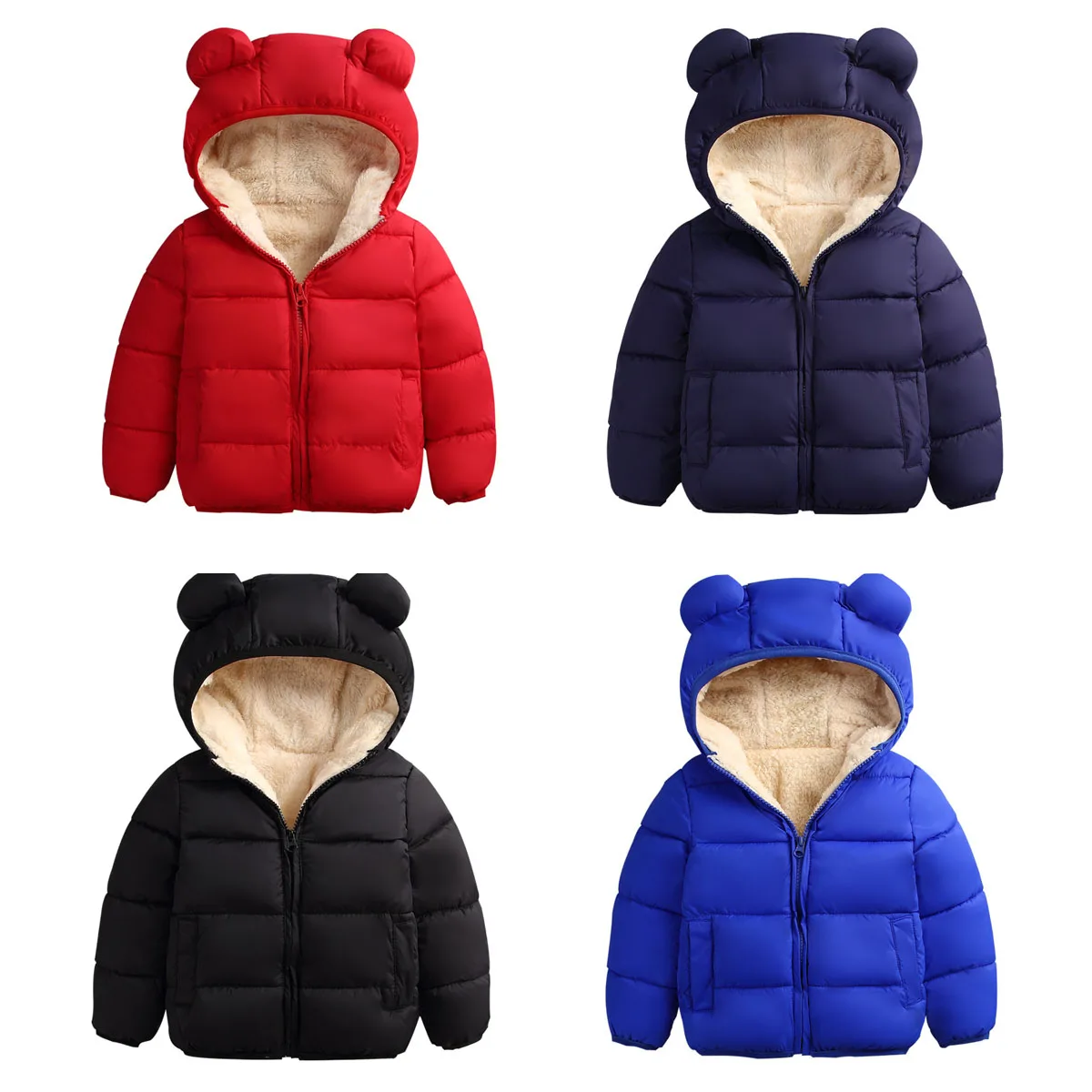 Toddler Kids Warm Clothes Newborn Baby Boys Girls Clothing Bear Hoodie Coat Hooded Jacket Outwear Snowsuit Red Blue Black