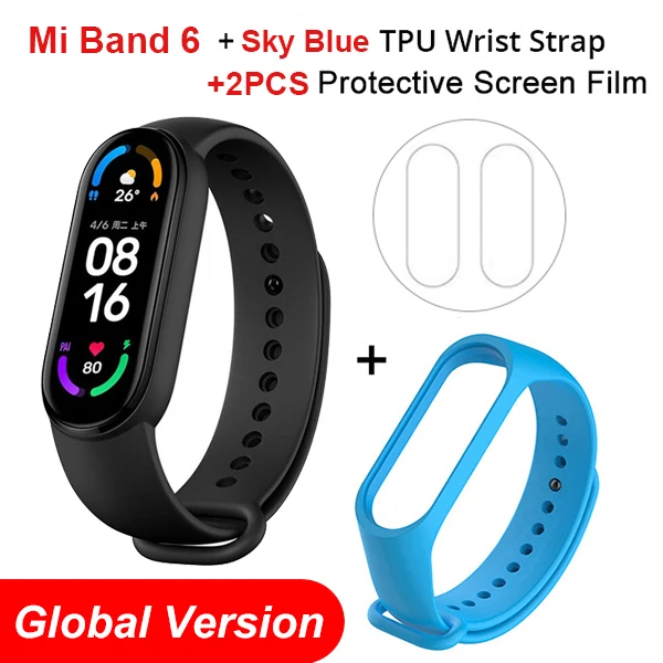 Global Version Xiaomi Mi Band 6 AMOLED Screen Blood Oxygen Fitness Traker Heart Rate 5ATM Waterproof Smart Band 5 Color Bracelet 