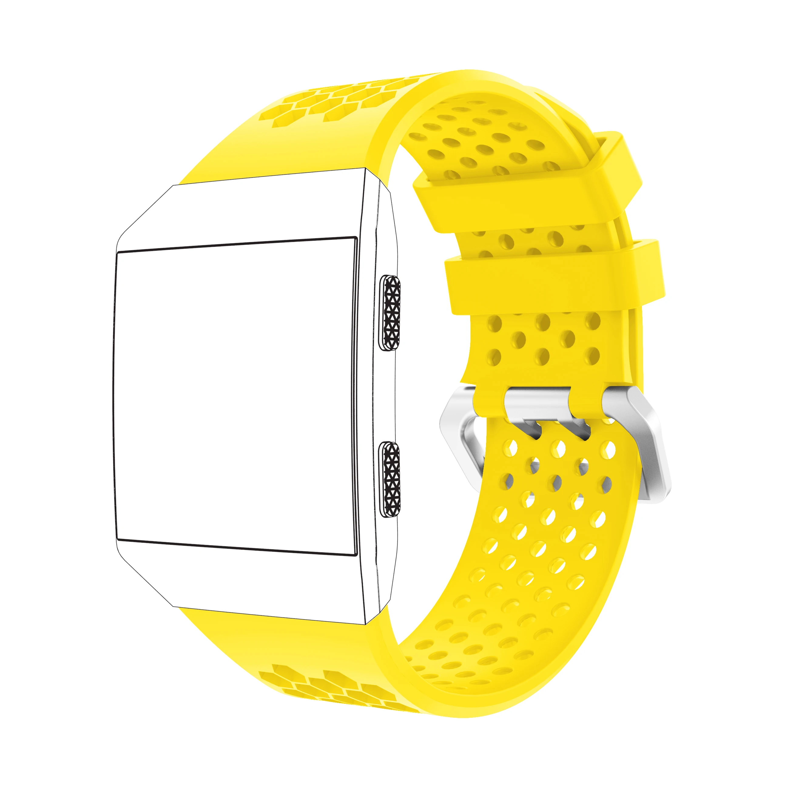 Yellow Yayuu совместимый для Fitbit Ionic Смарт-часы мягкий силиконовый ремешок регулируемый ремешок для часов замена спортивный дышащий ремешок - Цвет: Yellow