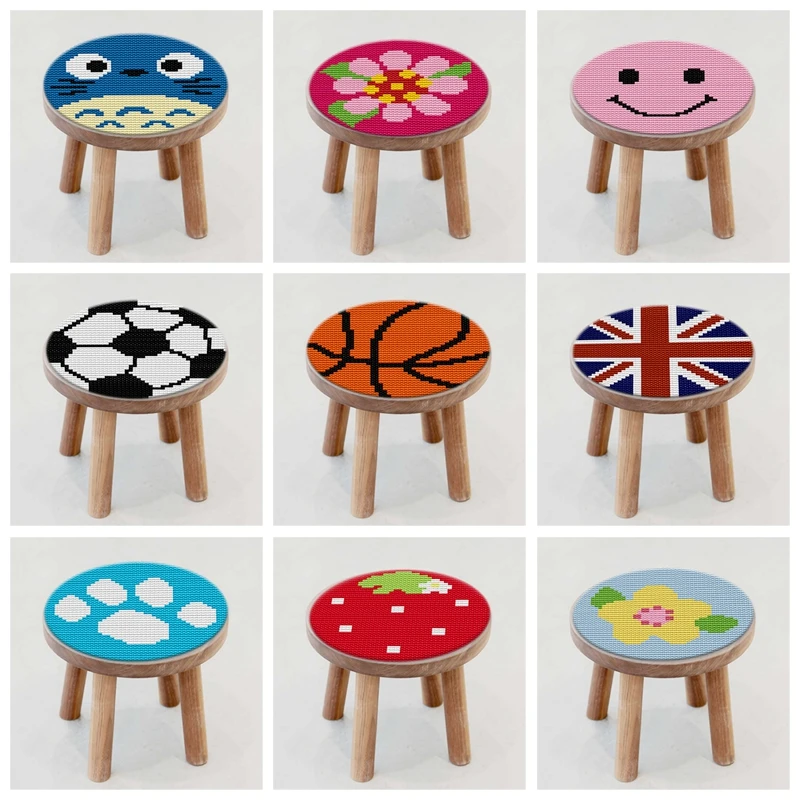 

Round Cushion Latch Hook Rug Kits Embroidery Foamiran For Needlework Cartoon Handmade Cross Stitch Small Size 27*27 CM Decor F