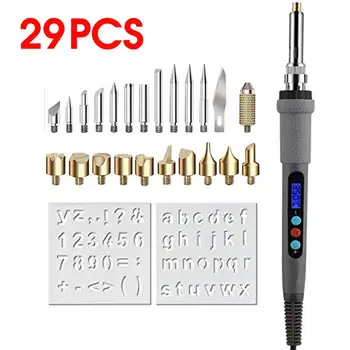 

Wood Burning Kit Carving Pyrography Pen Kit 60W Adjustable Temperature Soldering Iron Welding Wood Embossing Burning set