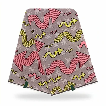 

Real Printing Wax 100% Cotton Fabric Top Fashion African Wax Fabrics Ghana Kente Design 6 Yards/lot Best Quality For Sewing