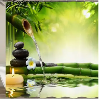

Waterproof Shower Curtain with Hooks Green Scene Bathroom Curtains High Quality Bath Bathing Sheer for Home Decorations
