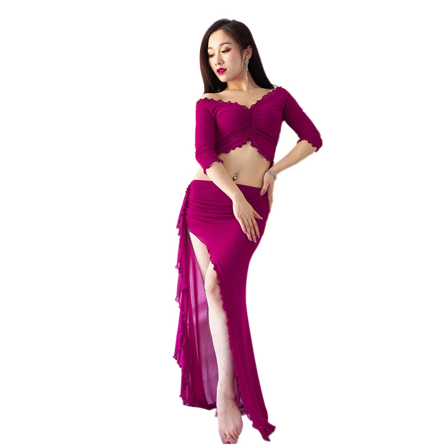 Vrouwen Buikdans Kostuum Set Dansen Training Praktijk Pak Mermaid Kraag Top Bloemblaadje Rok Herfst Stage Performance Bellydance Vrouwen Buikdans Kostuum Set Dansen Training Praktijk Pak Mermaid Kraag Top Bloemblaadje Rok Herfst Stage Performance Bellydance
