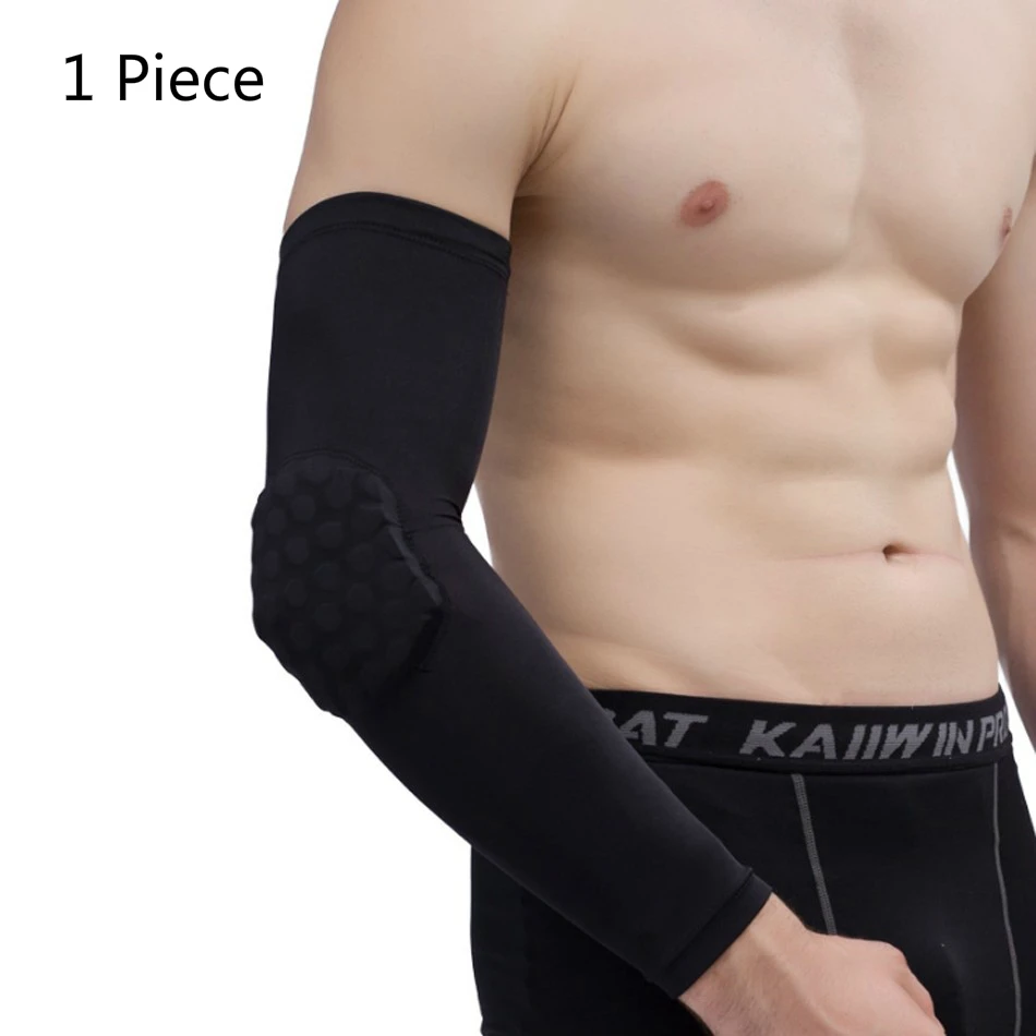 One Piece Black 1 шт. сотовые спортивные налокотники для поддержки, тренировочный бандаж, защитное снаряжение, эластичный рукав, бандаж для баскетбола, волейбола, регби - Цвет: One Piece Black