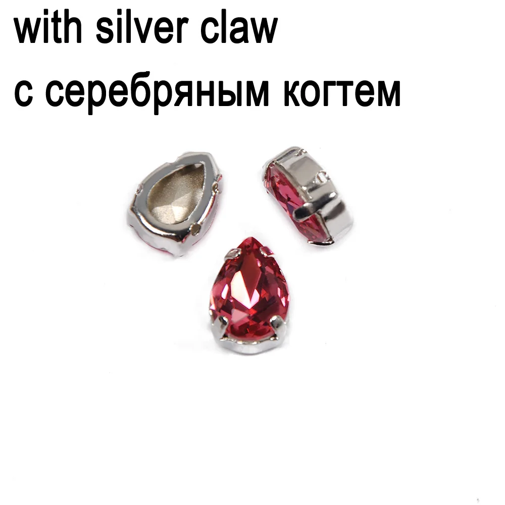 Stone With silver 4320 алмазные стразы в форме Dorp Cut Rose K9 с золотым когтем для пришивания страз DIY металлическая основа Пряжка Кристалл Камень для одежды - Цвет: Stone With silver