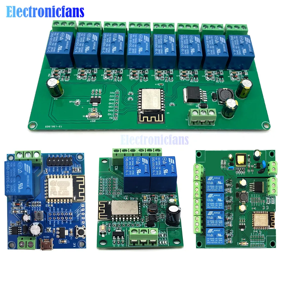 ESP8266 Беспроводной WI-FI триггерный релейный модуль 1/2/4/8 канал ESP-12F макетная плата