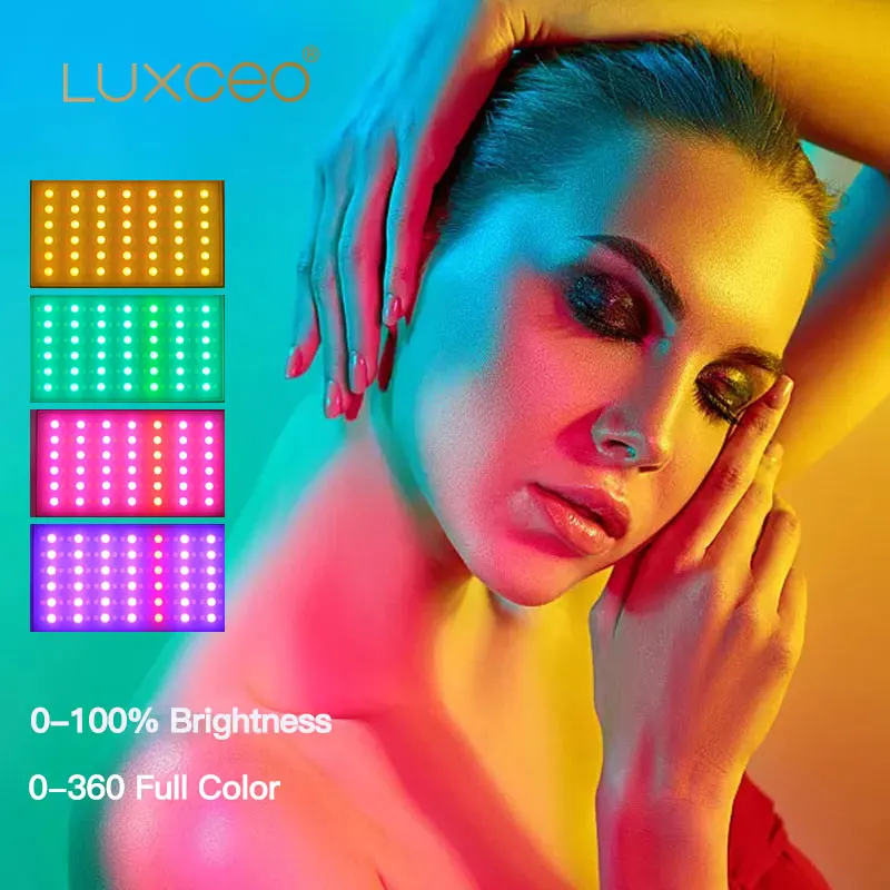 

Панель для видеосъемки LUXCEO P3 RGB, 7 Вт, 2500K-6500K, малый размер, освесветильник для фотосъемки, 12 уровней яркости, 8 цветов