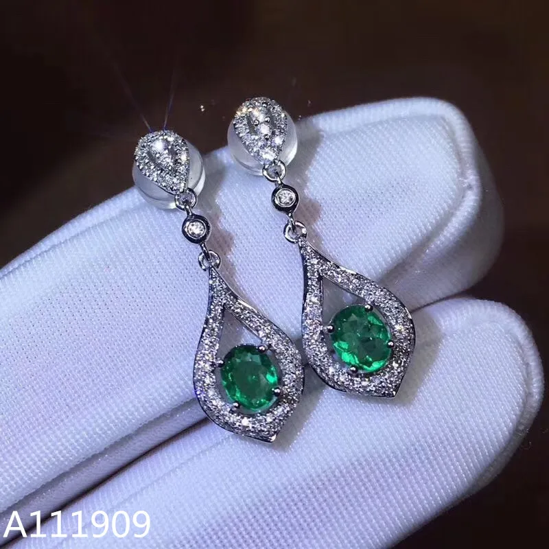 

KJJEAXCMY boutique jewelry 925 sterling silver inlaid Natural Emerald Women's earrings support detection beautiful