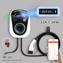 Duosida tipo 2 estação de carregamento do veículo elétrico do carregador de ev com modelo do cabo 32a 7kw wifi do iec 62196-2
