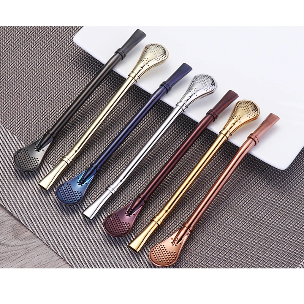 6 Colors Spoon Straw Tea Infuser Coffee Spoon Novelty Design for Adult&Child