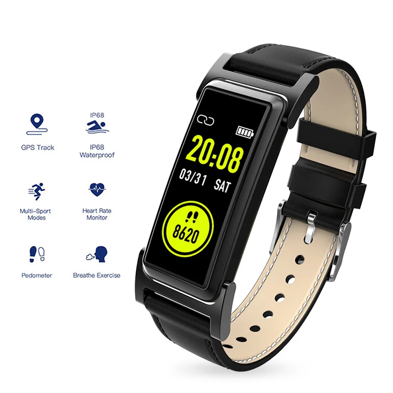 Black KR03 смарт-Браслет Водонепроницаемый gps Smartband Шагомер монитор сердечного ритма трекер спортивные часы фитнес-браслет для Android IOS - Цвет: Black