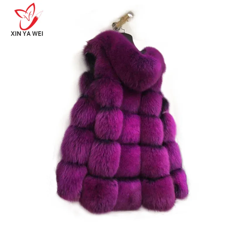 Light purple Жилет из лисьего меха, женская зимняя мода, обычный жилет из лисьего меха, женская теплая шуба из лисьего меха, Женская разноцветная куртка на выбор - Цвет: Light purple