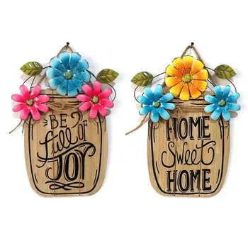 

Home Sweet Home Wooden Craft Sig Spring Garden Flower Basket Metal Hanging Board Easter Basket And Iron Plaque Easter Decoration