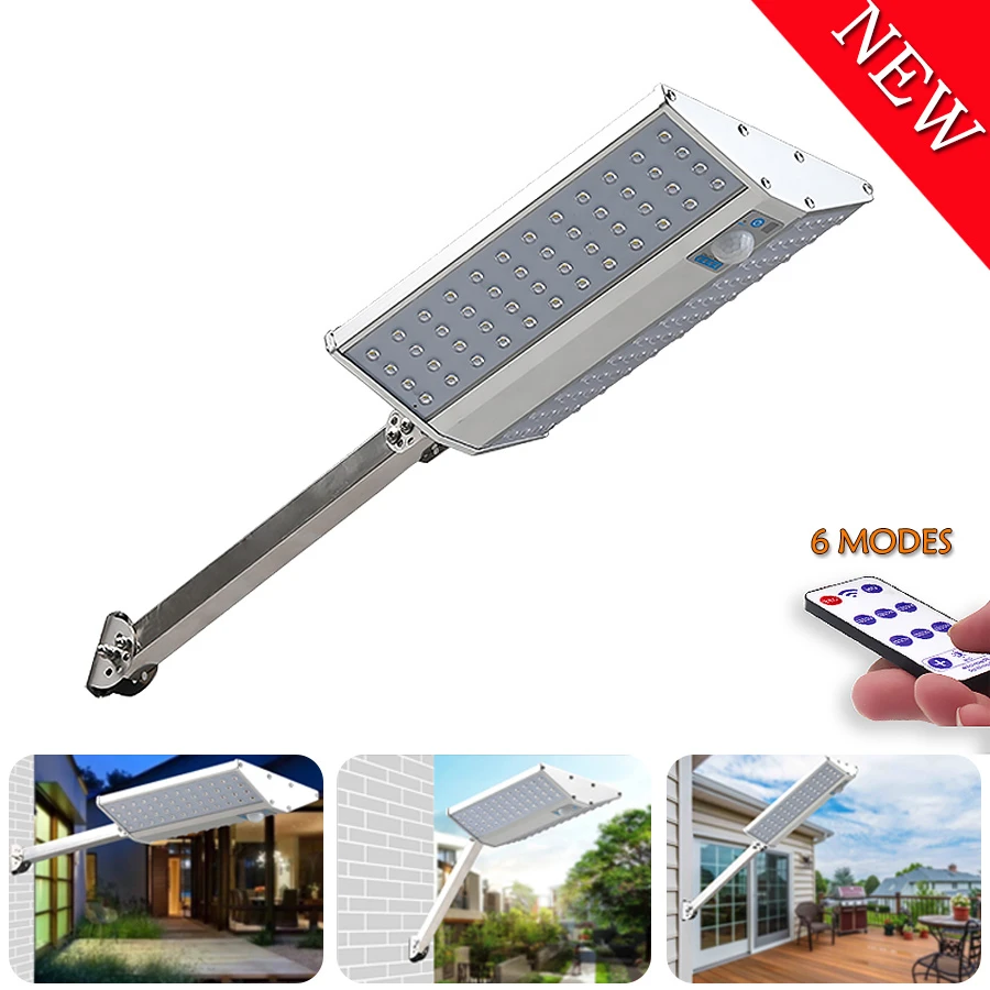 

6 Modes Led Solar Light Waterproof Solar Street Lights PIR Motion Sensor Double Sided Solar Garden Lamp for Outdoor House Plaza