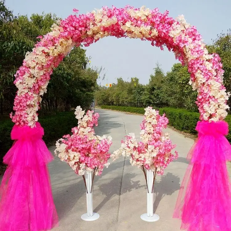 Роскошные свадебные центральные металлические свадебные арки двери висячие гирлянды цветок стенд с вишневыми цветами для свадьбы фон реквизит
