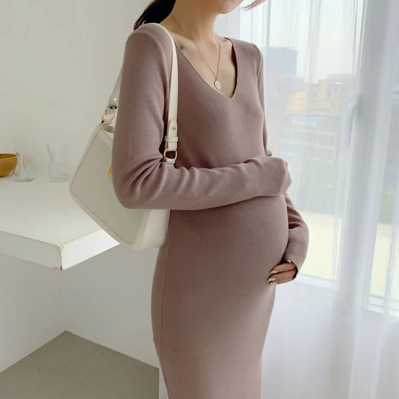 

Maternity Clothes Autumn Clothing Pregnant Women Sweater Mid-length Autumn Western Style Loose-Fit Dress Spring And Autumn Long