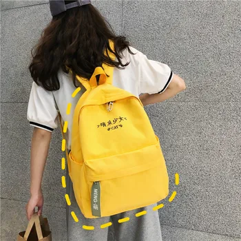 

ALLKACI Solid Color Backpack For Women 2019 Waterproof Canvas Travel Backpacks Large Capacity School Bag For Teenage Girls 5657