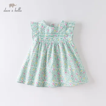 

DBZ14058 dave bella summer baby girl's princess floral print dress children fashion party dress kids infant lolita clothes