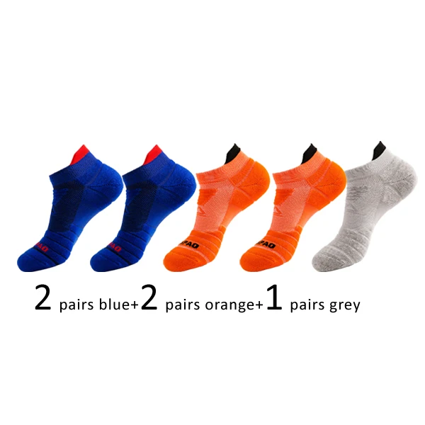 Veridical 5 Pairs Athletic Sport Running Socks For Men Colorful Cotton Breathable Deodorant Quick-Drying Ankle Boat Socks Brand 2blue2orange1grey