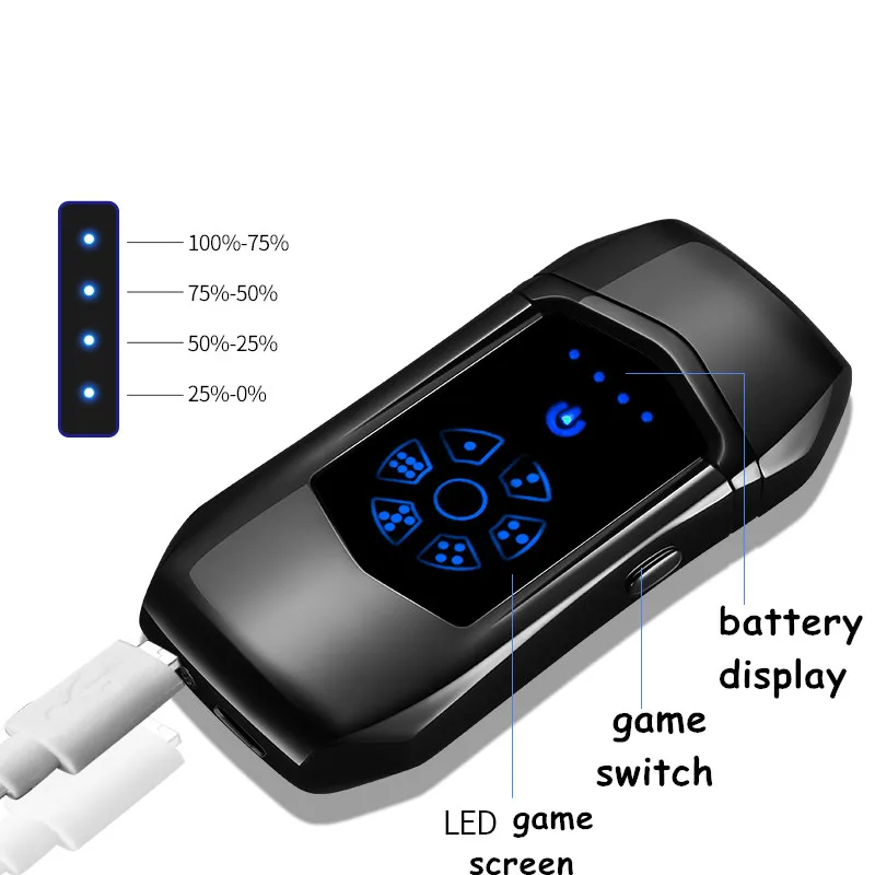 USB Зажигалка Rechargeble прикуриватель с игровым экраном narguile Автомобильная форма отпечатков пальцев курительная электрическая зажигалка для сигарет