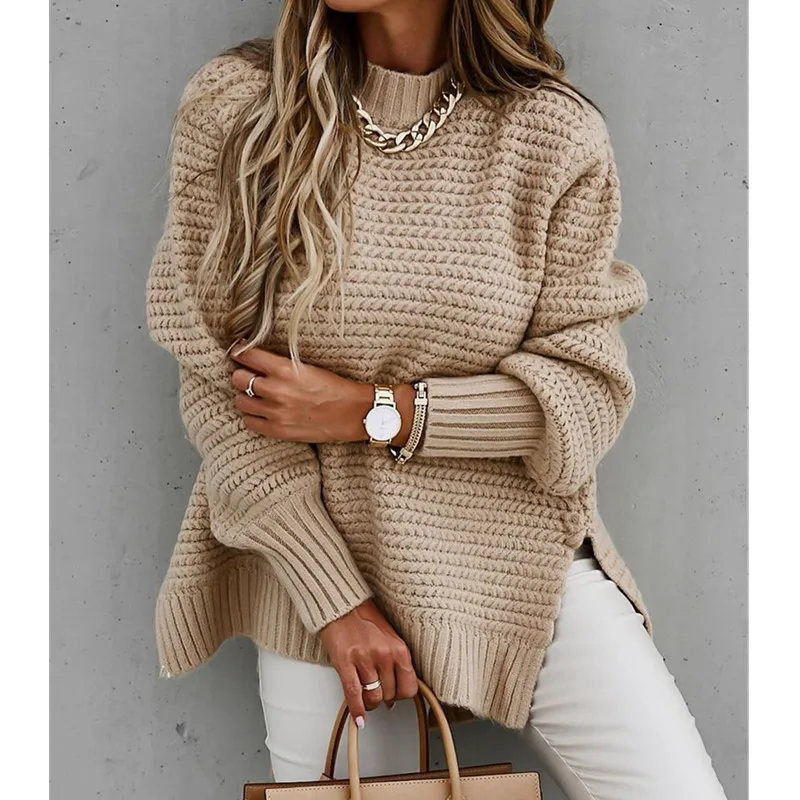 

2020 New Style Loose Autumn Sweater Women Korean Long Sleeve Soild Knitted Sweater Fashion Oversized Warm Female Pullovers