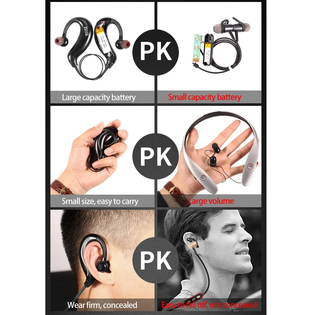 Заднее крепление в ухо Беспроводная гарнитура Спортивная bluetooth-гарнитура, беспроводная стерео bluetooth-гарнитура с микрофоном