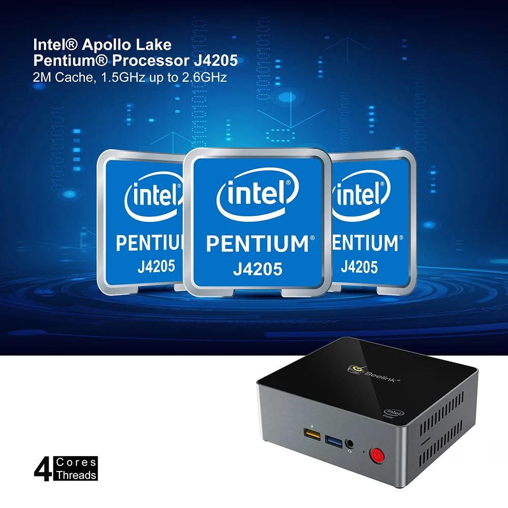Beelink J45 Мини ПК J4205 подлинный Windows 10 Мини ПК 128/256/512GB 2,4 GHz+ 5,8 GHz WiFi BT4.0 поддержка Netfix 4K H.265 Быстрая зарядка