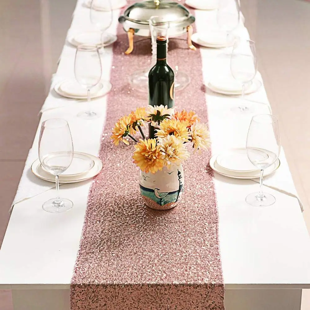 2pack Rose Gold Sequin Table Runner for birthday wedding Xmas New Year Festival party decoration