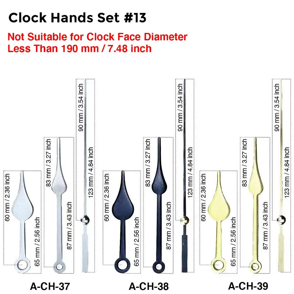 MCDFL Clock Mechanism Silent Quartz Movement Machine Wall Hands Pointer Set Clockwork Table Long Shaft DIY Watches Repair Parts 