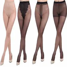 DSstyles/1 пара, летние сексуальные открытые чулки, ультра-тонкие женские сексуальные ажурные колготки с открытым промежностью, Резные длинные чулки