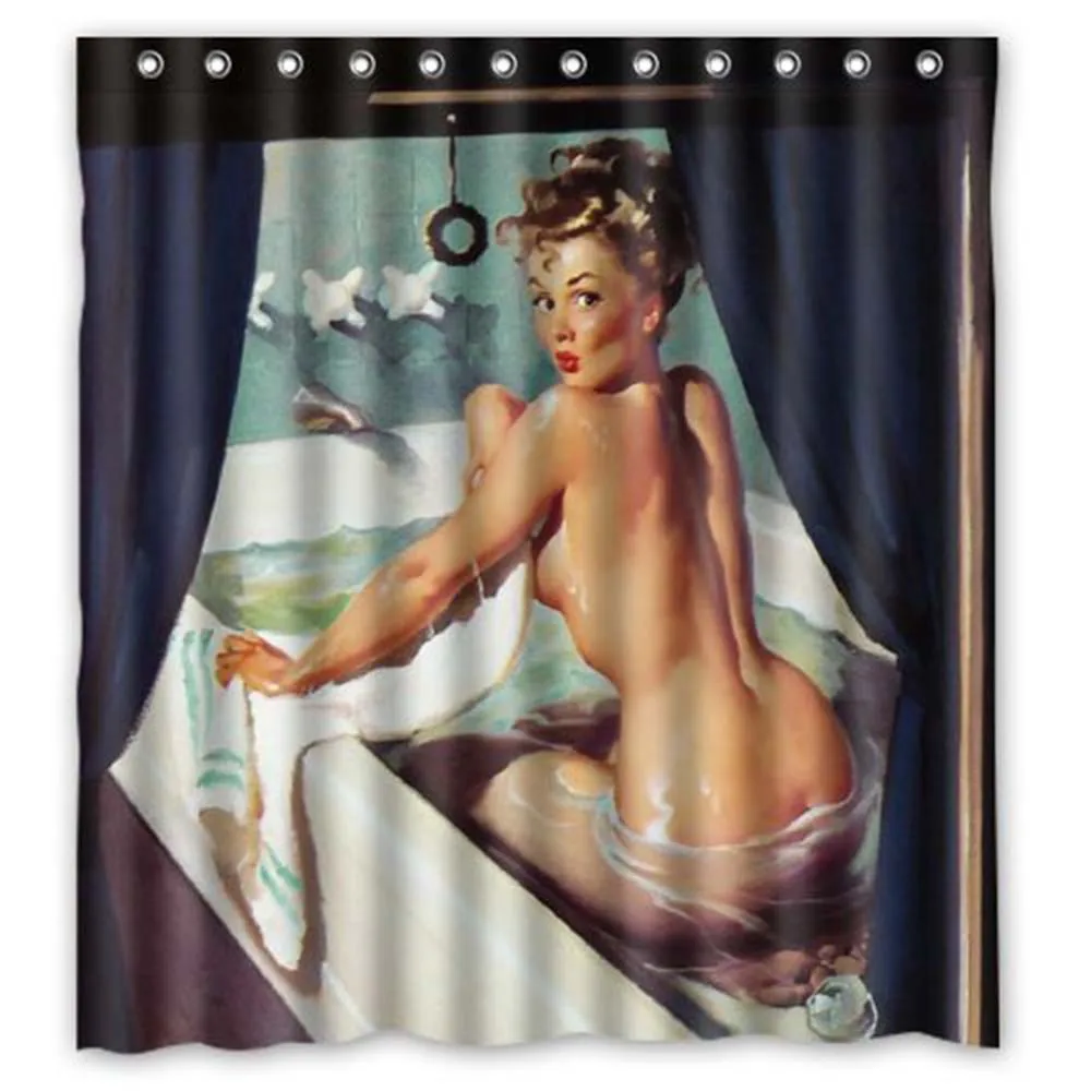Pin-up Девушка персонализированные пользовательские занавески для душа s Водонепроницаемый полиэстер ткань занавески для ванной комнаты декор