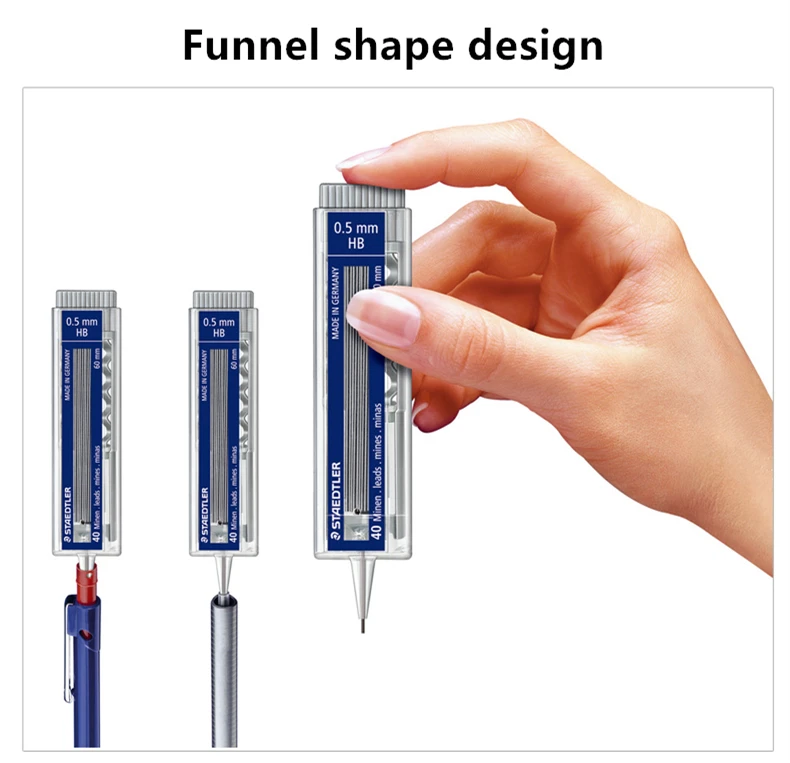 1 трубка Германия STAEDTLER 255 2B/HB 0,5 мм 0,7 мм свинец подходит для всех механических карандашей заправка Воронка Форма дизайн канцелярские принадлежности