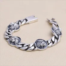 S925 Стерлинговое Серебро, персонализированные ювелирные изделия, ретро тайское серебро, мужской стиль головы короля тигра, браслет для мужчин, Новая мода