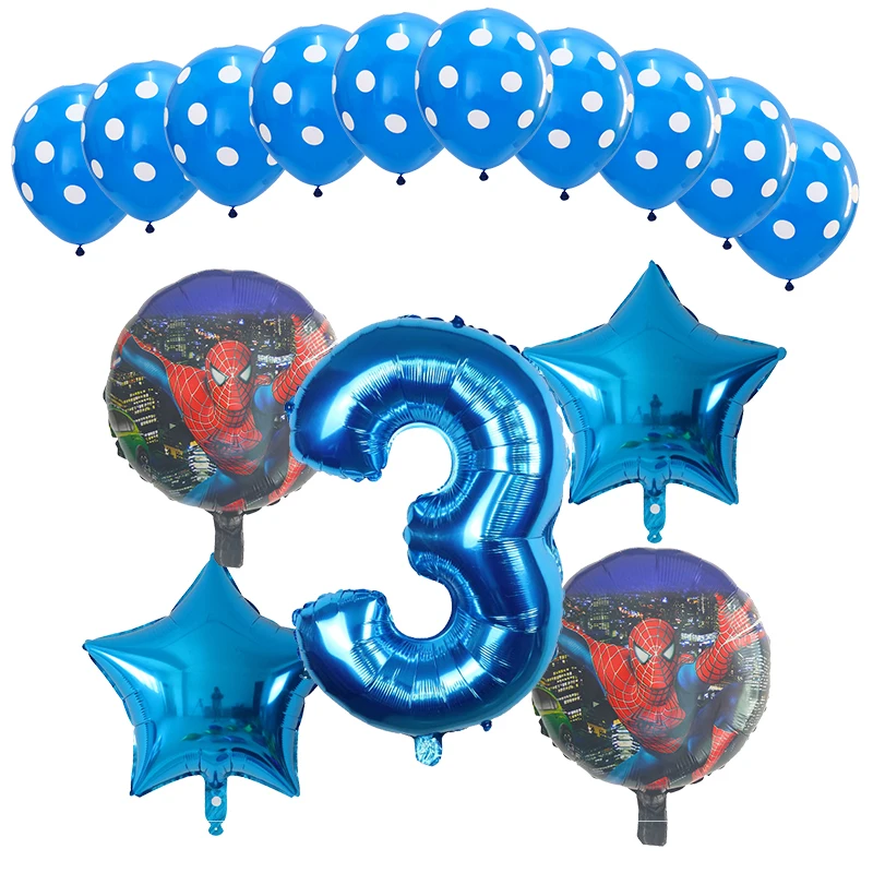 15 шт./лот Человек-паук гелиевые фольгированные шары Polk Dot латексные воздушные шары супергерой тематическая вечеринка на день рождения украшения для мальчиков детские игрушки подарок