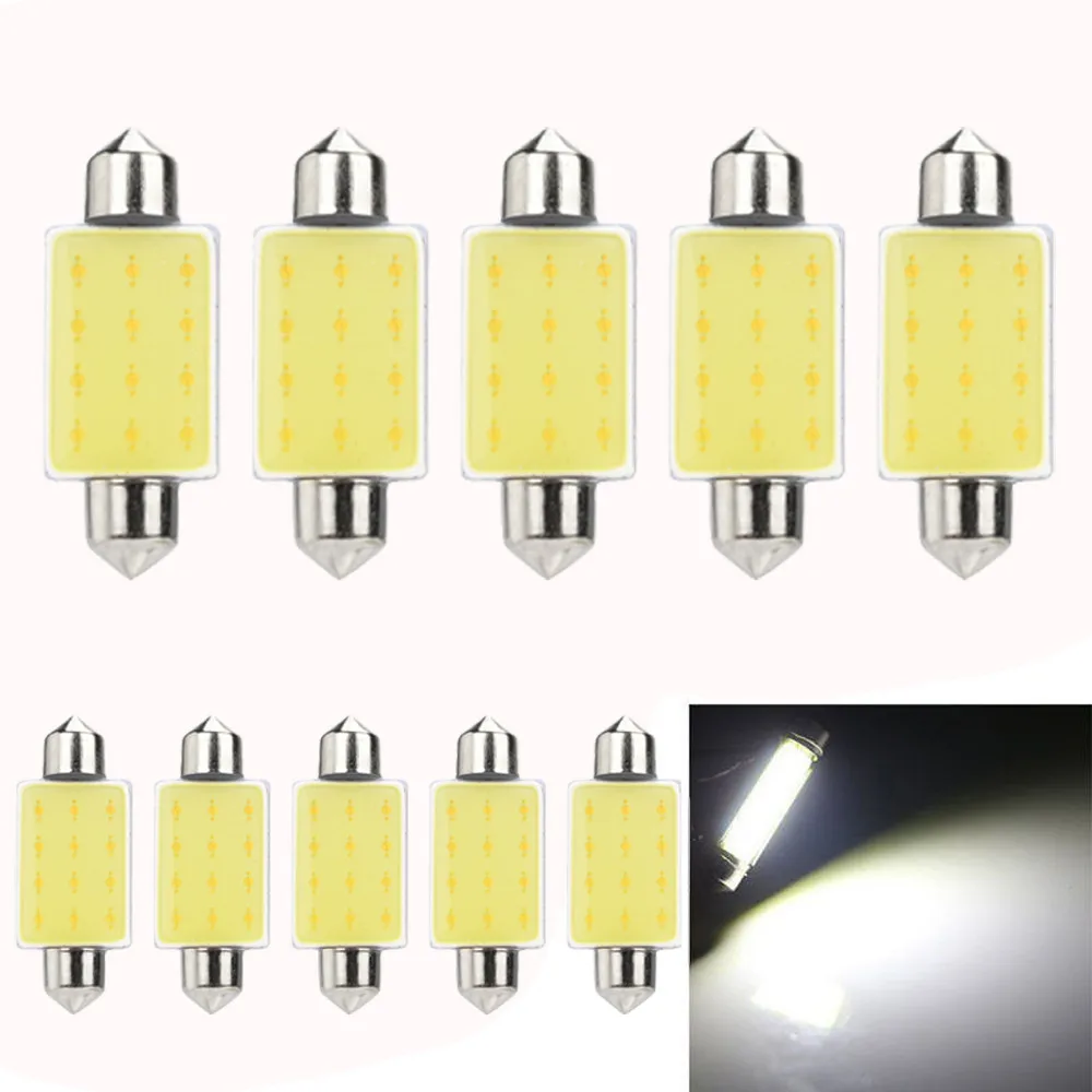Kongyide Автомобильный свет 10 шт. 41 мм 12SMD 1,5 W COB светодиодный лампы автомобиля трубчатой формы для чтения верхнее освещение лампы свет автомобиля интерьер белый свет