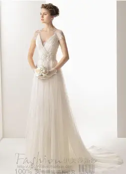 

in stock fast shipping lace and tulle bridal gown short sleeves v neck cap sleeves a-line cheap wedding dresses