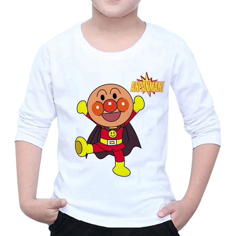 Anpanman/Детские топы с длинными рукавами для мальчиков, одежда для малышей, анпанмен, футболка для мальчиков и девочек с рисунком Супер хлеба, Z51-2