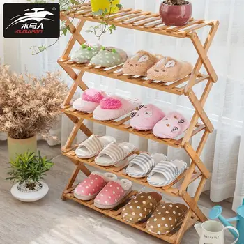 

Foldable Multi-Tier Shoe Stand Shelf Large Storage Shoe Rack Multiple Use Bamboo Organizer for Household Room Saving