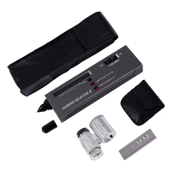 

2-in 1 Portable Diamond Tester Pen with 60X LED Lighted Loupe Microscope Magnifying Glasses Kit Combo Jeweler Tool Kit