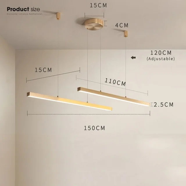 Современный минималистский офис длинная линия люстра освещение магазин выставочный зал полосы лампы для столовой гостиной светодиодный люстры - Цвет абажура: D150cm 2lines 110cm