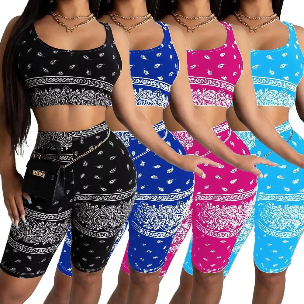 Adogirl Fashion Print Two Piece Set Cropped Tank Vest Top Skinny Shorts Women Tracksuit 2020 Summer Fashion Casual Sporty Suits Adogirl Fashion Print Two Piece Set Cropped Tank Vest Top Skinny Shorts Women Tracksuit 2020 Summer Fashion Casual Sporty Suits