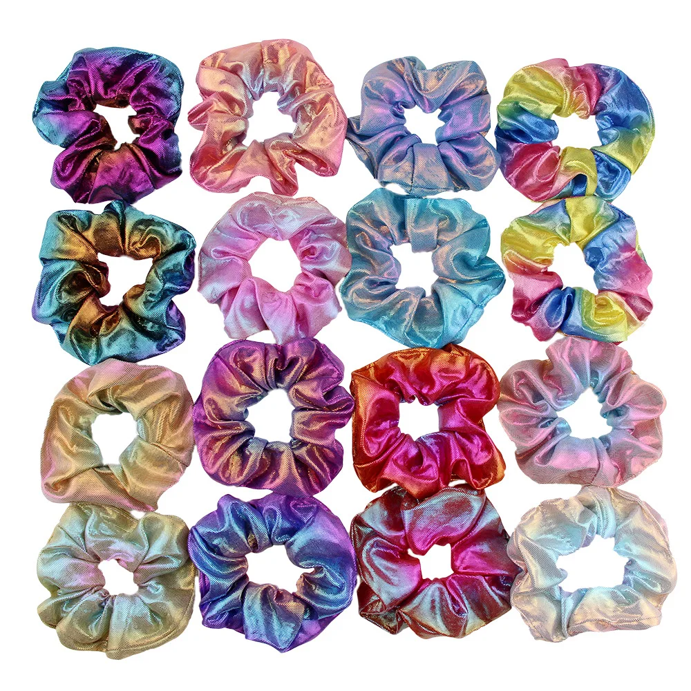 1Pcs Shiny 2Color Hair Band Gradient Laser splicing Fabric Hairbands Hair Scrunchies Girls Punk Style Personality Hair Yoga