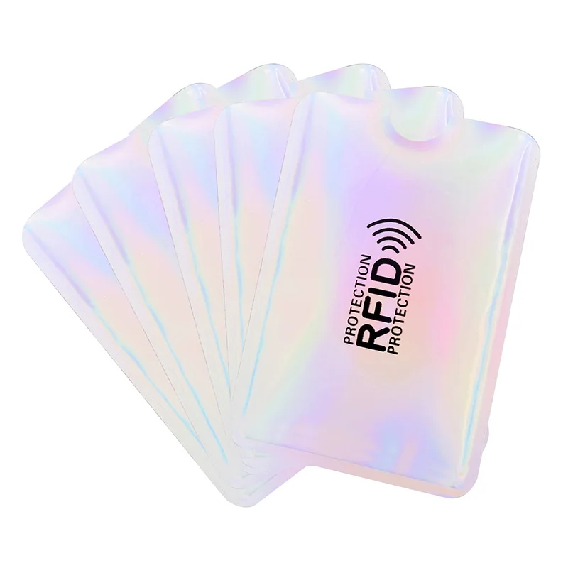 Алюминиевый Анти Rfid блокирующий ридер замок держатель для банковской кредитной карты защита Rfid металлический чехол для кредитных Id карт - Цвет: Silver 5 pcs
