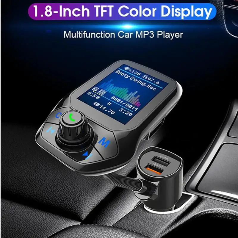 MP3 Player Bluetooth Cigarette Lighter Charger Auto Dual USB QC 3.0