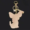 2022 Fashion Chihuahua Dog Crystal Bag Accessories for Women Yellow Gold Color Keyring Jewelry llaveros para mujer K2502S01 ► Photo 3/6