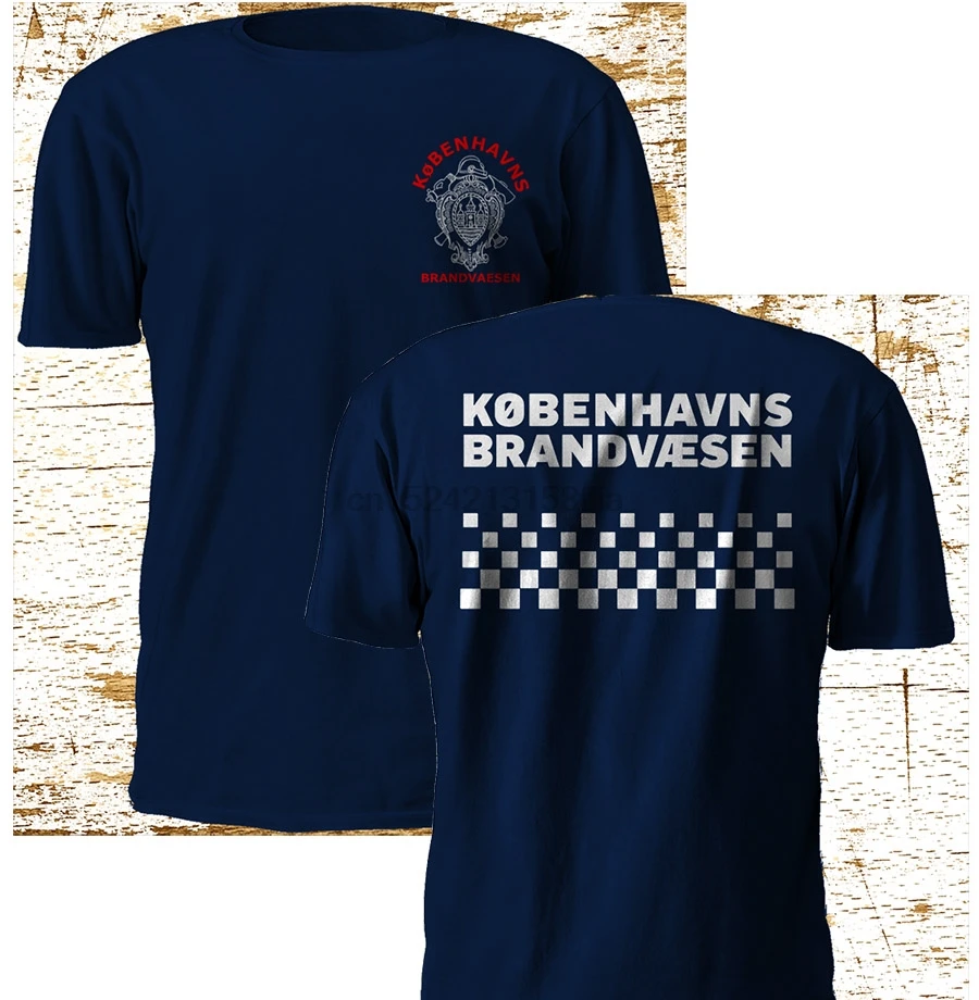 

2019 New Summer Casual Men T-shirt New DENMARK firefighter Fire Department kobenhavns brandvaesen Navy TSHirt S-3XL(2)