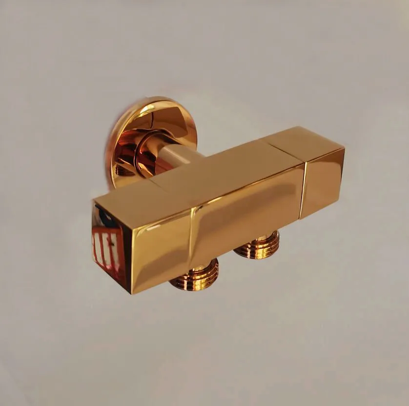 shine gold valve Brass 1 inlet 2 outlet double 2 handle valve two-way Toilet diverter for shattaf BD233 toilet diverter valve